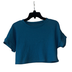Teal knit short sleeve Cropped Top